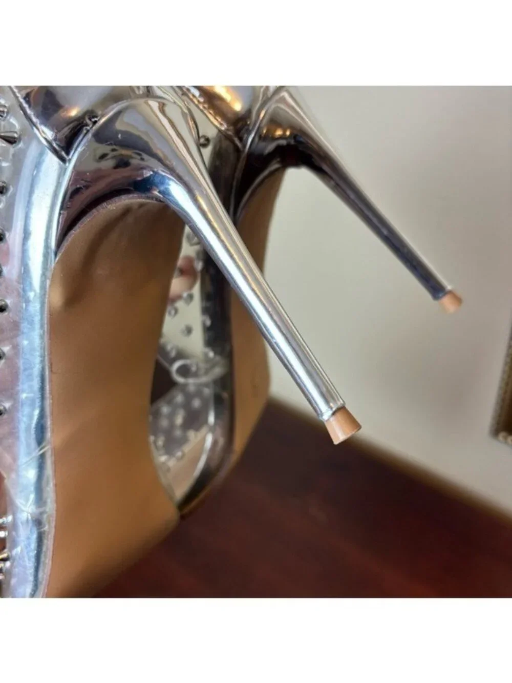 Steve‎ Madden Vala Silver Spike Stud Clear Stiletto 4
